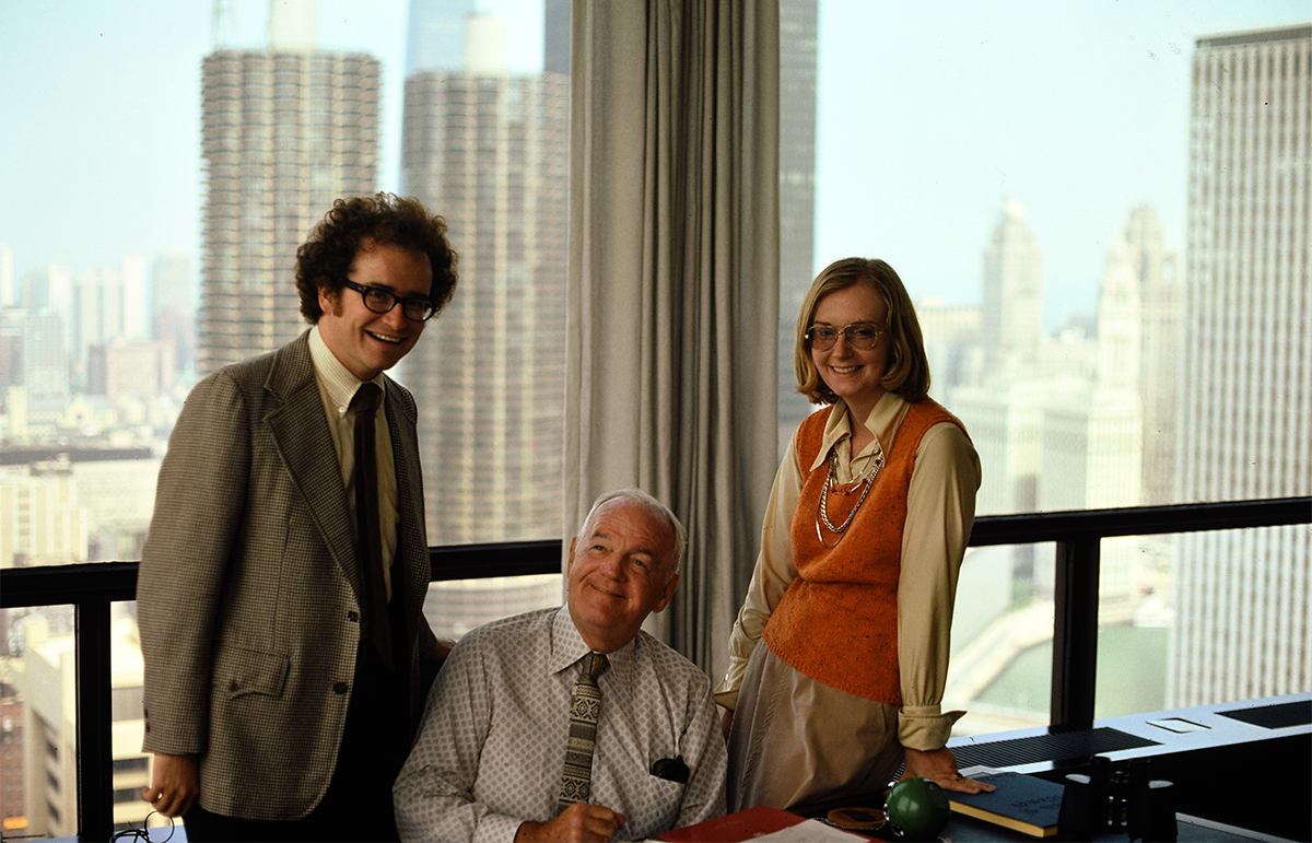 Chief Justice Theis and her husband with her father in his chambers